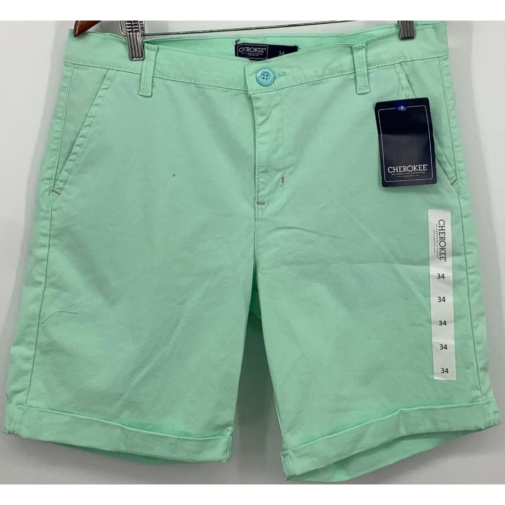 Cherokee Mens Cuff Short Size 34 Blue Tint Bermuda Caballero Large Pockets NEW